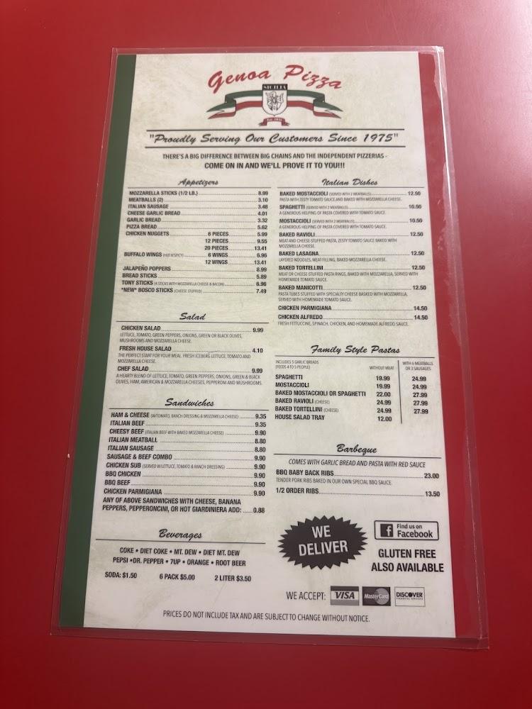 Genoa Pizza Menu image 1